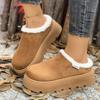 Women Snow Boots New Round Toe Slip On Warm Shoes Women Winter Comfortable Solid Color Platform Ankle Boots Zapatos De Mujer