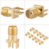 SMA Socket, 10pcs SMA Female Connector Brass SMA Female Base Socket   PCB Mount 50 Ohm RF Connectors, SMA   Optic Connectors