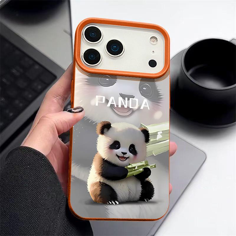 Чехол для iPhone 17 Pro Max Милый рисунок детского панды Текстура кожи Мягкая силиконовая крышка для Funda iPhone 16 Pro Max 15 14 13 12 11 Air 16E