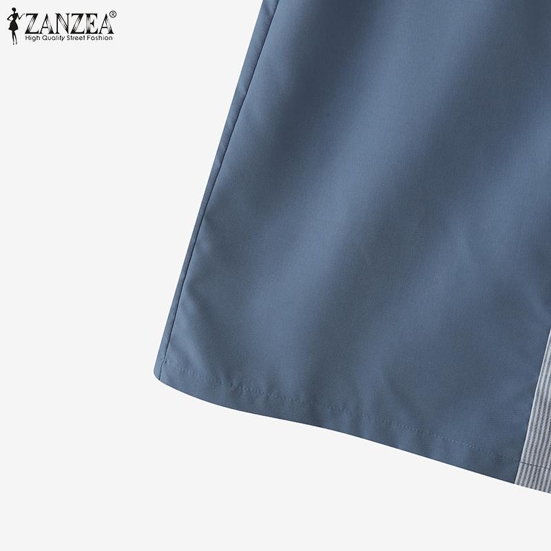 ZANZEA Женские повседневные миди-юбки в полоску пэчворк