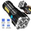 Мощный фонарик с зарядкой, Супер яркий USB перезаряжаемый 4 LED ручной фонарь для кемпинга, портативный фонарь для экстренного отключения электроэнергии