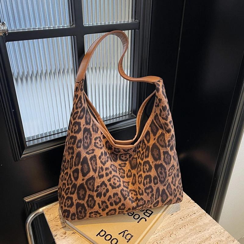 Очень крутые сумки через плечо из искусственной замши с леопардовым принтом, большой емкости, модные осенние сумки нового стиля для девушек