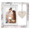1PC with Heart Pendant Home Decor Sympathy Gifts Creative Double-sided Rotating 6 Inch Wooden Photo Frame