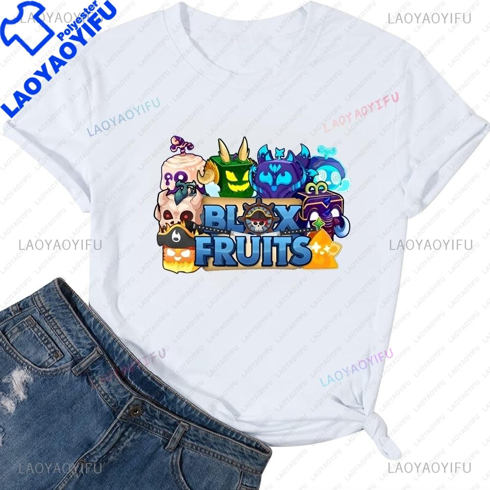 Игра Blox Fruits Летний Тренд Y2K Харадзюку Футболка с коротким рукавом Унисекс и Унисекс Универсальная Футболка с рисунком Большая Футболка