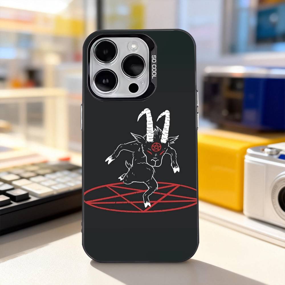 S-Сатанинская Адская Пентаграмма Чехол для Телефона Для iPhone 17,16,15,14,13,12,11,Pro,XS,Max,Plus,Mini,SE4,E IMD Матовый Черный