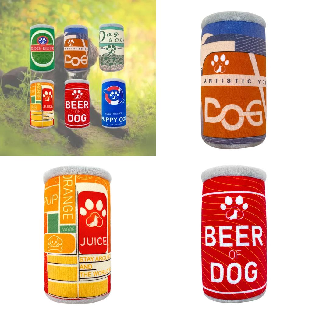 New Can Dog Toy Plush Toy For Dogs Durable Chew Toy With Squeaker 48g Orange/red/blue/green/gray/yellow-green