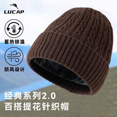 Зимняя шапка Утепленная теплая шерстяная вязаная шапка Мужская шерстяная шапка Повседневная защита ушей Холодная шапка Флисовая шапка-пуловер