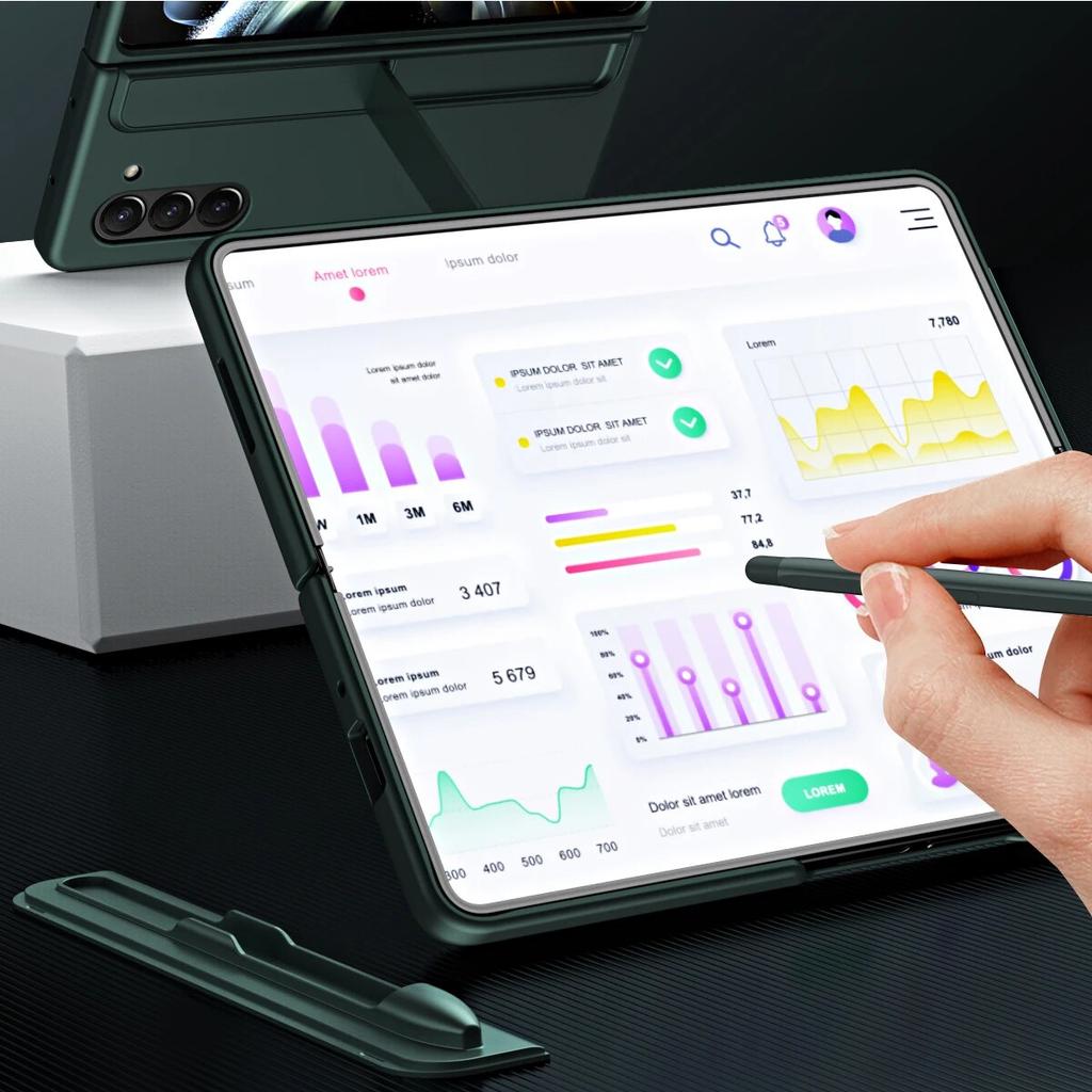 2 в 1 съемный чехол-держатель с отделением для ручек для Samsung Galaxy Z Fold 5 4 3, приятный для кожи, матовый противоударный жесткий чехол для Fold5