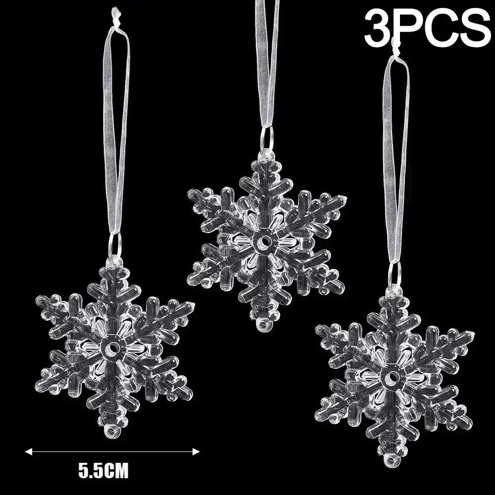 12/1pcs Crystal Snowflake Icicle Christmas Ornaments Xmas Tree Hanging Pendants Holiday New Year Party Transparent Decoration