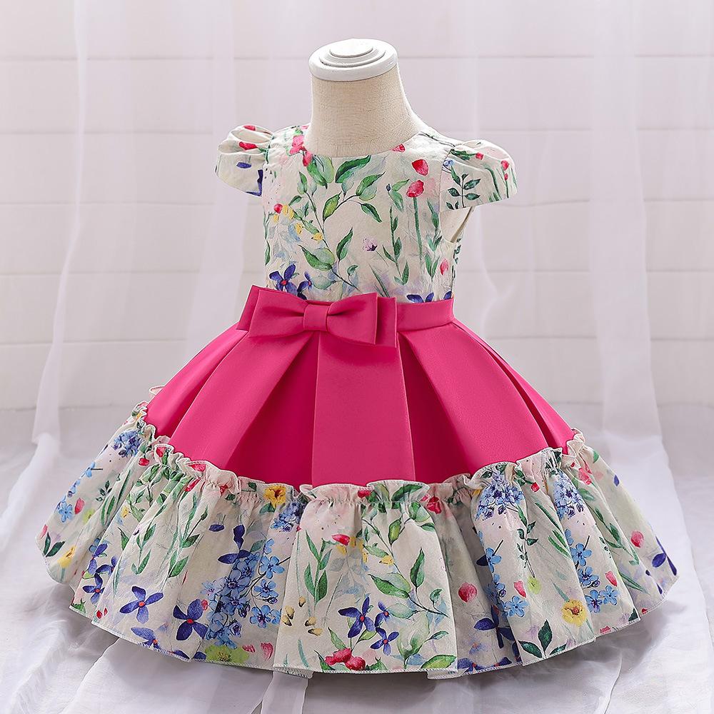 Платье для крещения младенцев для девочек, детские платья для свадебной вечеринки, тюлевое платье с бантом и бисером, платье на крестины, детская одежда на день рождения