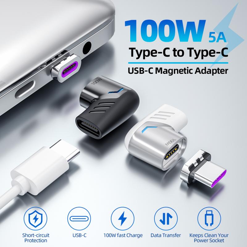 FONKEN Magnetic Cable Adapter 100W USB Type C Cable Converter for Ipad Pro Macbook 2019 2018 Magnet Adapter Cable Connector Bent