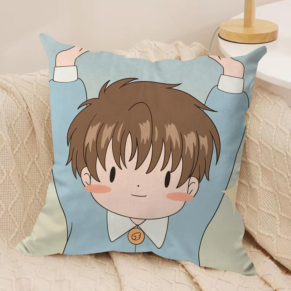 Anime CCardcaptor SSakura Cushion Cover Silky Short Plush Invisible Zipper Dustproof Sofa Pillow Case For Home Decor