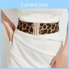 Print Leopard Retro Metal Buckle Wide Elastic Waist Belt Women Street Look Style