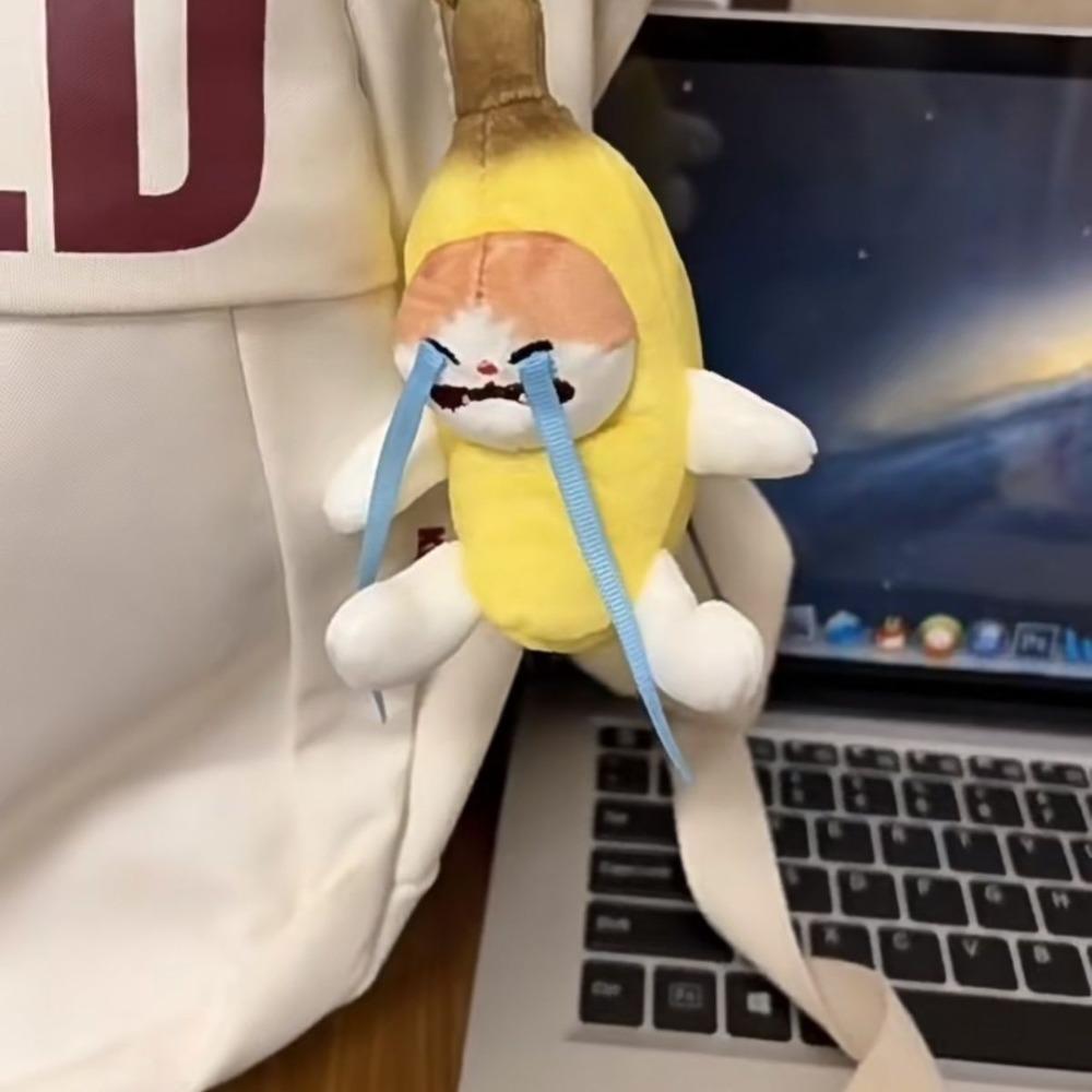 Banana Cat Doll Banana Cat Voice Keychain with Cry Sound Funny Toys Gift Banana Key Chain