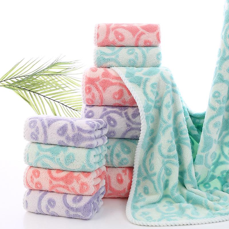 Новое жаккардовое банное полотенце из кораллового флиса, мягкое, впитывающее, класс А, 100% хлопок, бытовое банное полотенце, утолщенное полотенце-обертывание