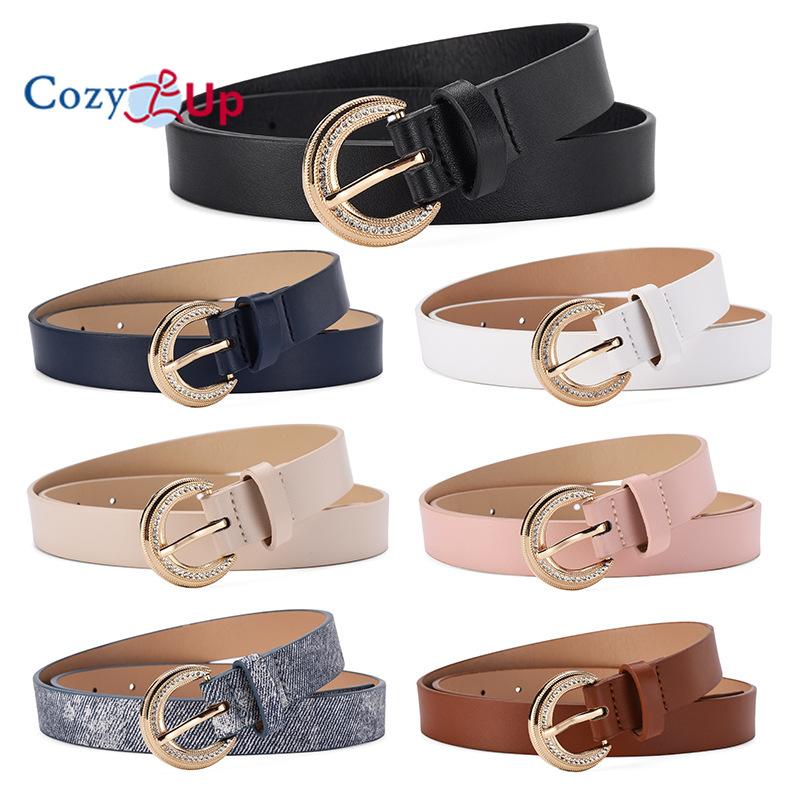 Rhinestone Inlaid Gold Buckle Elegant Decoration Ladies Belt All-match Down Jacket Jeans Belt