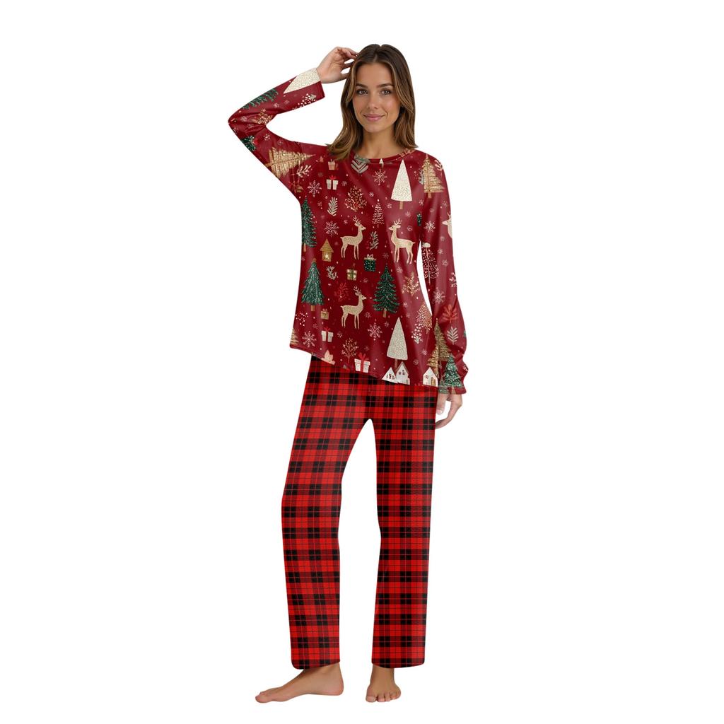 Комплект из топа и брюк с рождественскими принтами для всей семьи Одинаковые комплекты для всей семьи