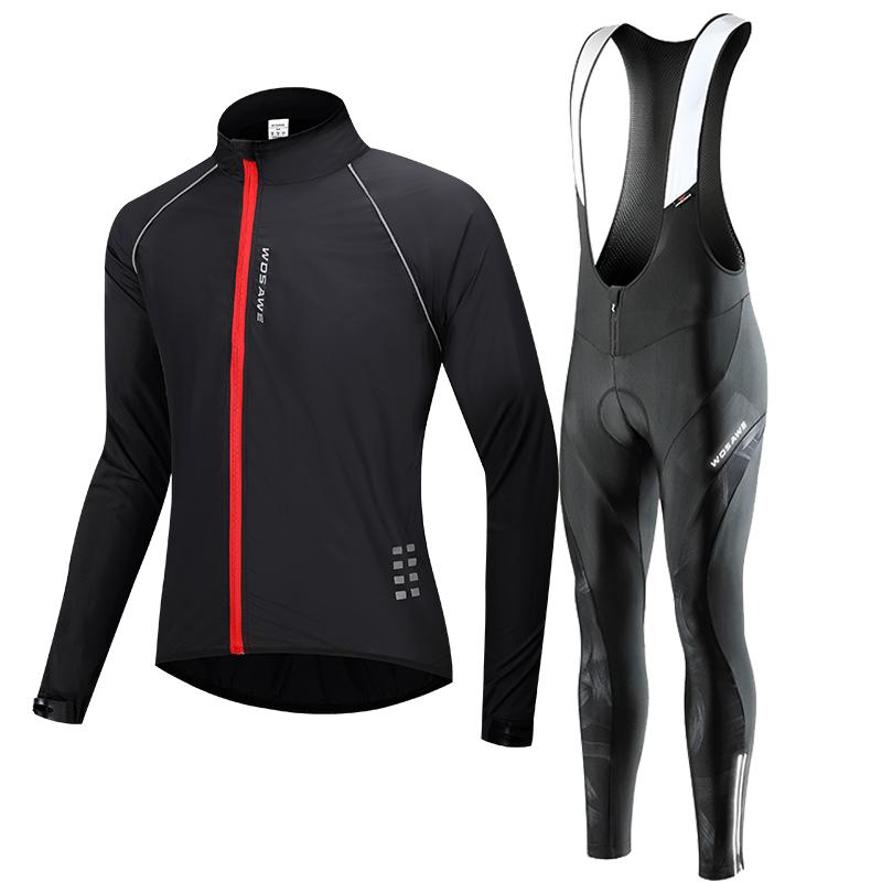 Комплекты для велоспорта WOSAWE, мужская велосипедная куртка, штаны-нагрудники, эластичная гелевая подкладка