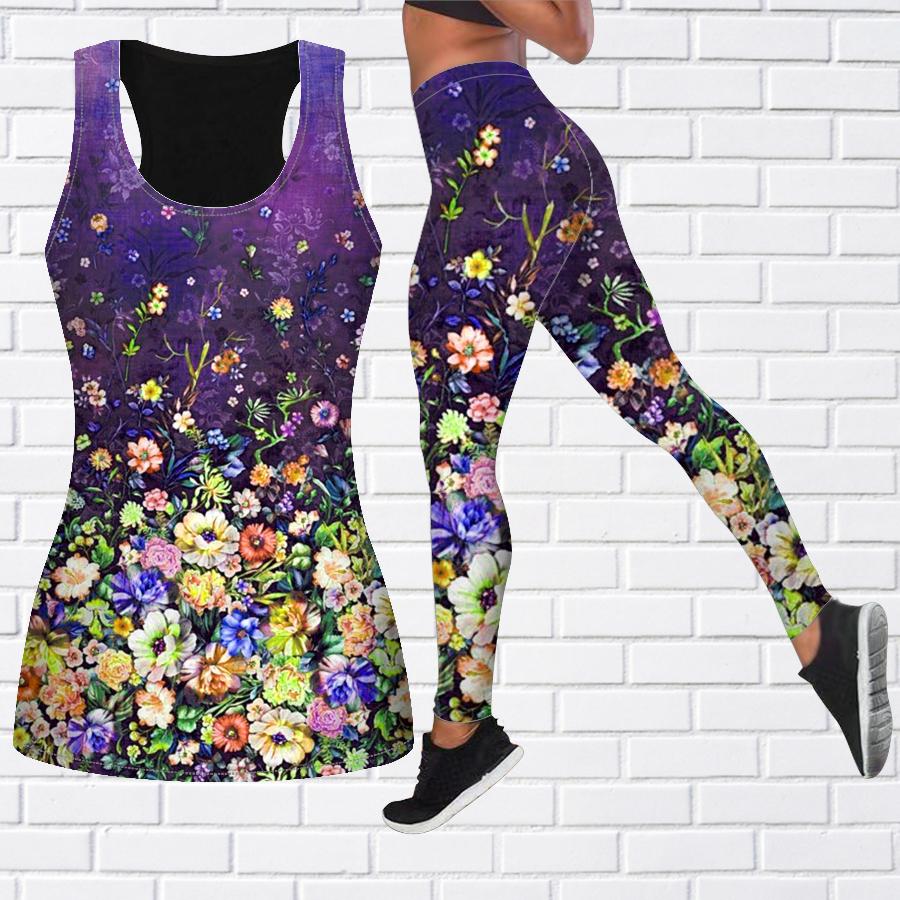 Экипировка для йоги с морем великолепных цветов и принтом для женщин, модные леггинсы для тренировок, спортивные повседневные штаны для фитнеса и йоги