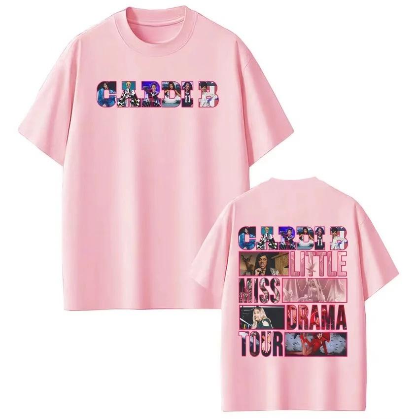2026 Cardi B Little Miss Drama Tour Print Tshirt Unisex Women Aesthetic Trend Tshirts Summer Shortsleeved Cotton Casual Tshirts