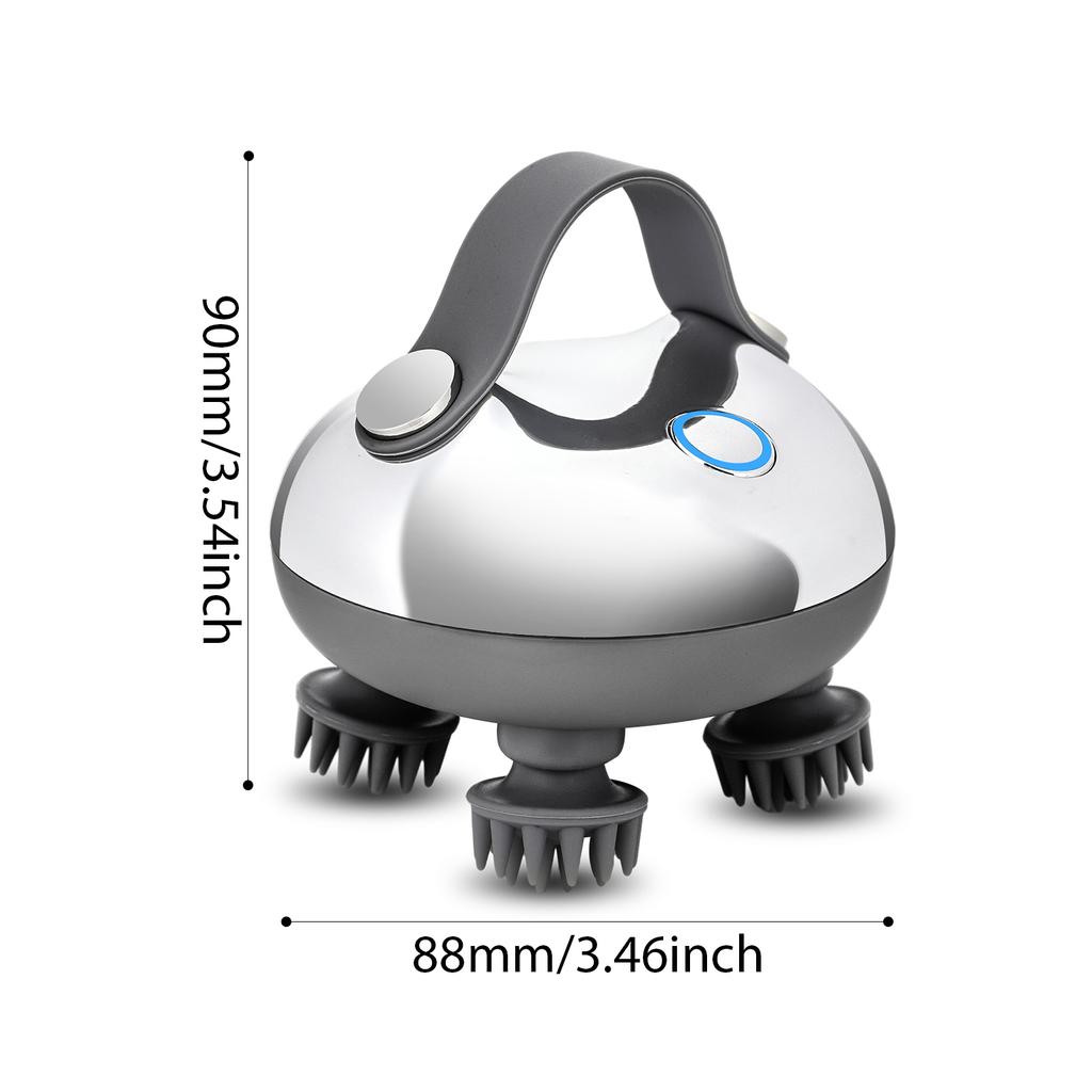 Электрический массажер для кожи головы с 8 силиконовыми массажными головками, устройство для разминания и вибрации кожи головы, водонепроницаемый IPX7 для расслабления тела