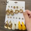 Набор серег-колец в стиле бохо золотого цвета для женщин, серьги-кольца Geometirc с квадратными кругами Brincos, 2021, трендовые ювелирные изделия, подарок