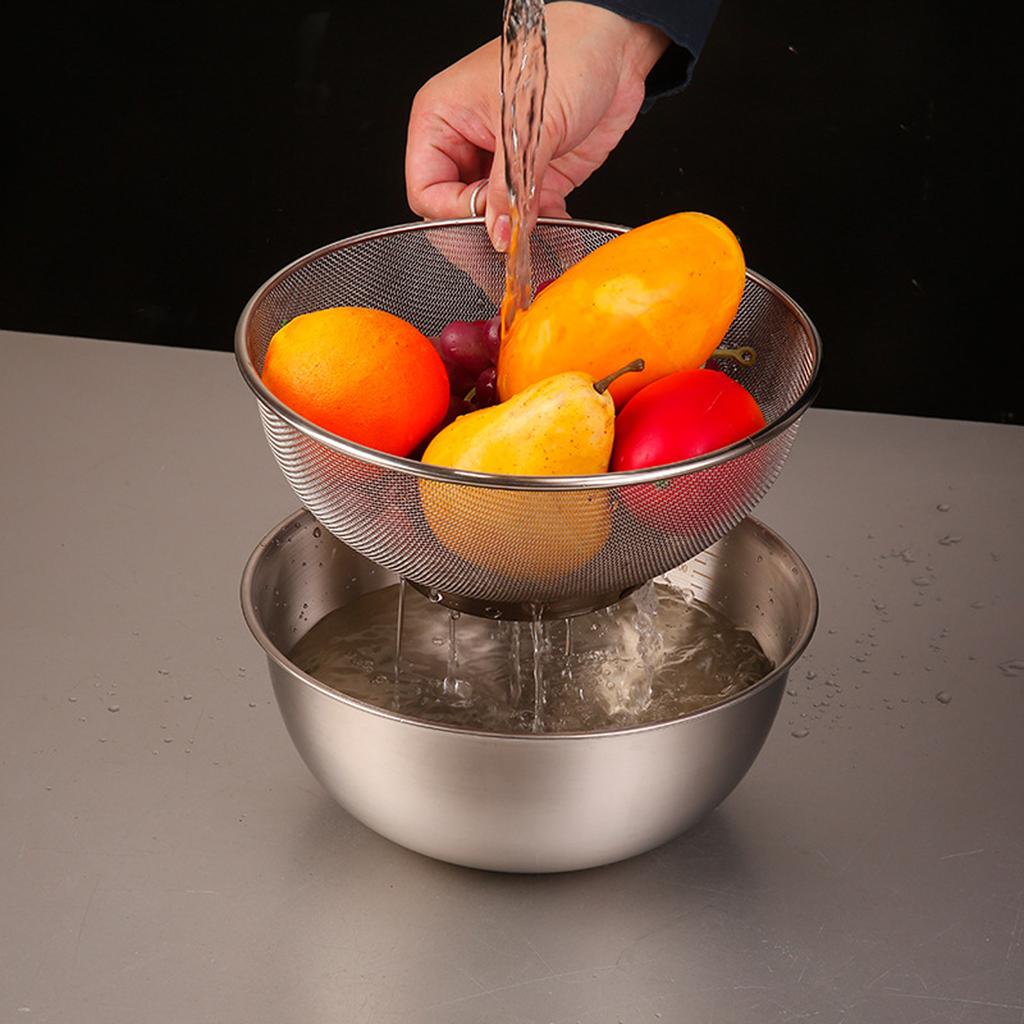 Дуршлаг из нержавеющей стали с миской для смешивания, многофункциональная кухонная корзина для мытья овощей, фруктов или слива макарон.