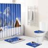 Landscape Shower Curtain Floor Mat Combination Four-Piece Set Bathroom Floor Mat Household Door Mat Bedroom Living Room Carpet