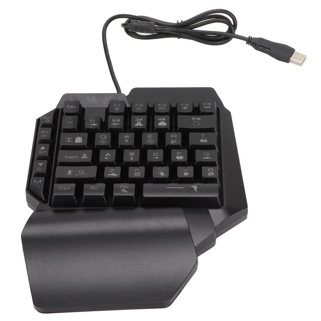 One Handed Gaming Keyboard 39 Keys Luminous Ergonomic Design Anti Slip Waterproof USB Mechanical