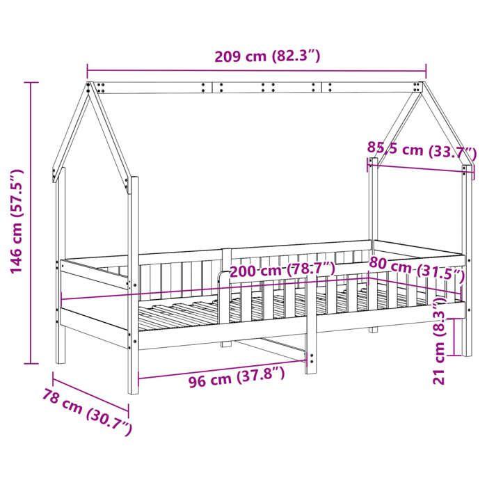 VidaXL Cadre de lit d'enfants forme de maison 80x200cm bois pin massif, cadre de lit en forme de maison, cadre de lit pour 850704