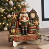 Holiday Tabletop Decorations 2D Flat Wooden Christmas Sign, Reading Gnome Nutcracker Snowman Santa Claus Ornaments Gingerbread Man Figurine,