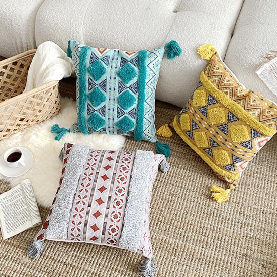 45x45 см тафтинговая наволочка с кисточками в богемном этническом стиле с геометрической застежкой-молнией хлопковый диван украшение для спальни наволочка