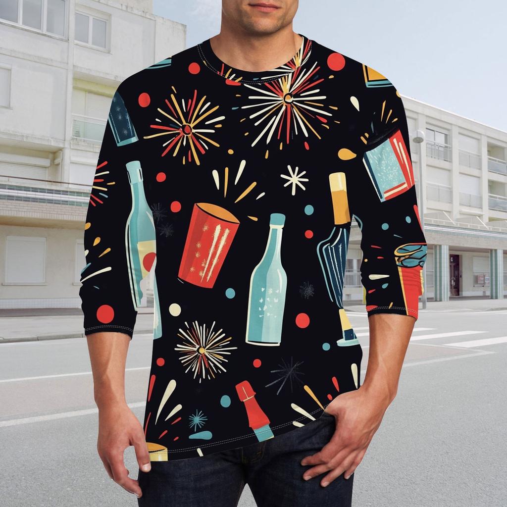 Men's T Shirt O-Neck Clothing Apparel Outdoor Long Sleeve Print Fashion Designer Vintage
