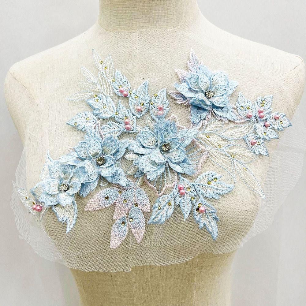Вышитые цветочные нашивки своими руками, с пайетками, цветочные кружевные ткани, аппликация, элегантные 3D вышитые нашивки