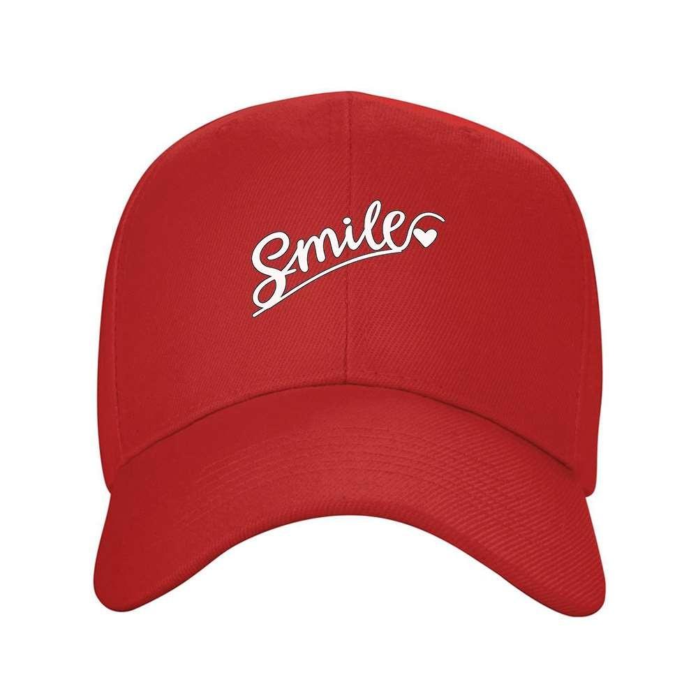 Smile Text Baseball Cap Unisex Adjustable Strap Solid Color Casual Outdoor Hat