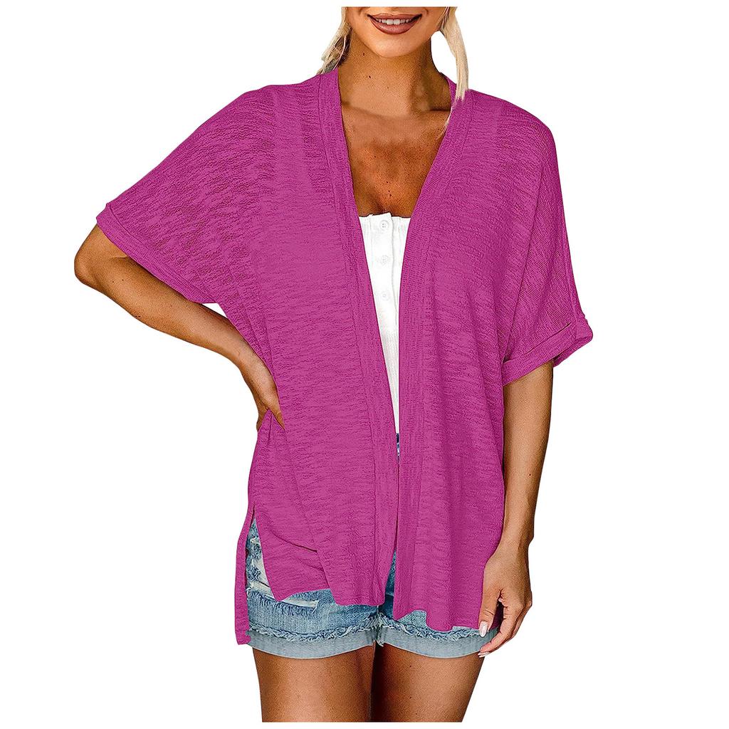 Женский летний повседневный легкий кардиган, кардиган с короткими рукавами, повседневный свободный топ, куртка
