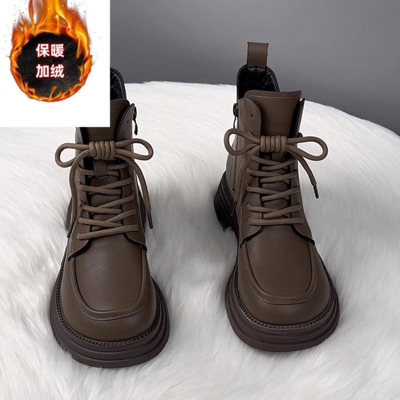 Женские ботинки Мартин новые осенне-зимние на толстой подошве бархатные черные короткие ботинки женские универсальные одинарные ботинки