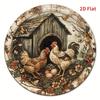 Винтажная Фермерская Курица и Петух с Яйцами Круглая Металлическая Жестяная Табличка D Плоская Рустикальная Цветочная Настенная Табличка Для Декора Дома