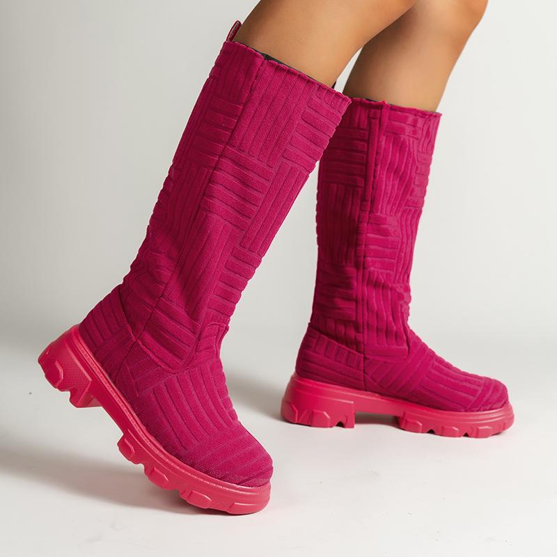Модные роскошные брендовые дизайнерские сапоги для женщин 2024 зимние теплые сапоги до колена вязаные хлопковые носки Botas сапоги на толстом каблуке и платформе для женщин