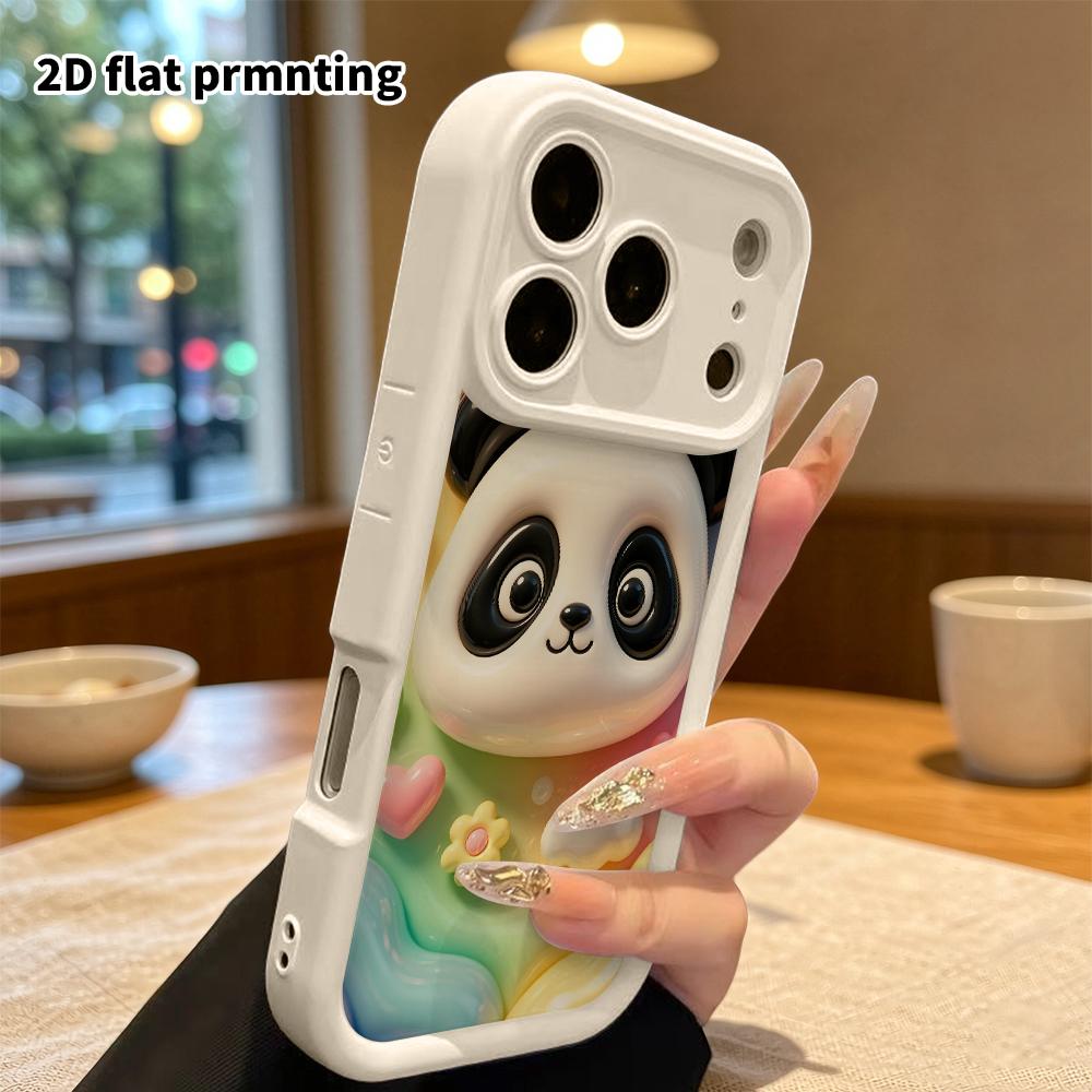 Phone case: 2D flat design, suitable for iPhone 18 17 16 15 14 13 Pro, rainbow panda theme, perfect Christmas and Halloween holiday gift