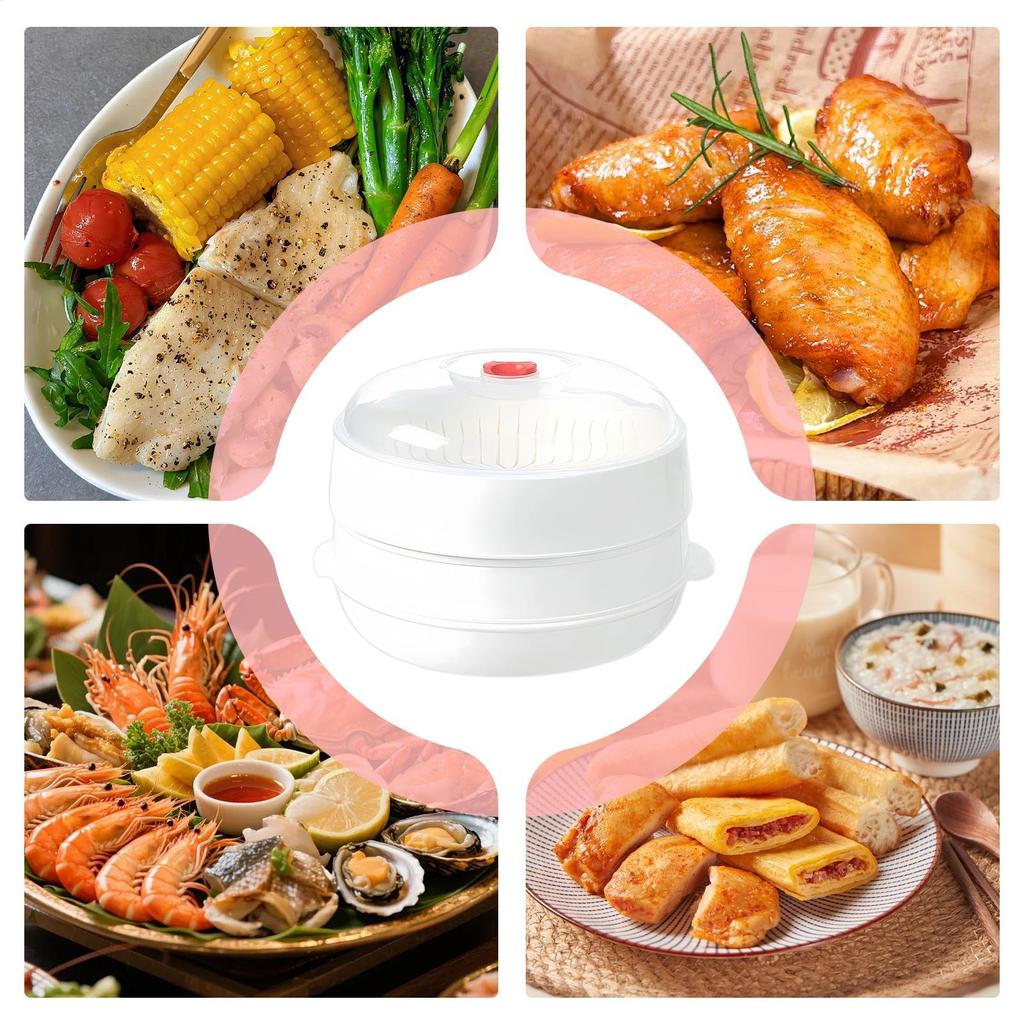 Пароварка для микроволновой печи для приготовления пищи Пароварка-cooker для микроволновой печи с крышкой Термостойкая нагревательная миска для аренды Общежития Бизнеса