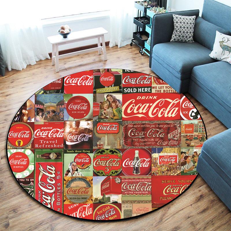 Christmas Gift Halloween Theme Bear Truck Coca Cola Round Carpet Soft Home Decoration Corridor Table and Chair Anti slip Outdoor Floor Mat Carpet H18