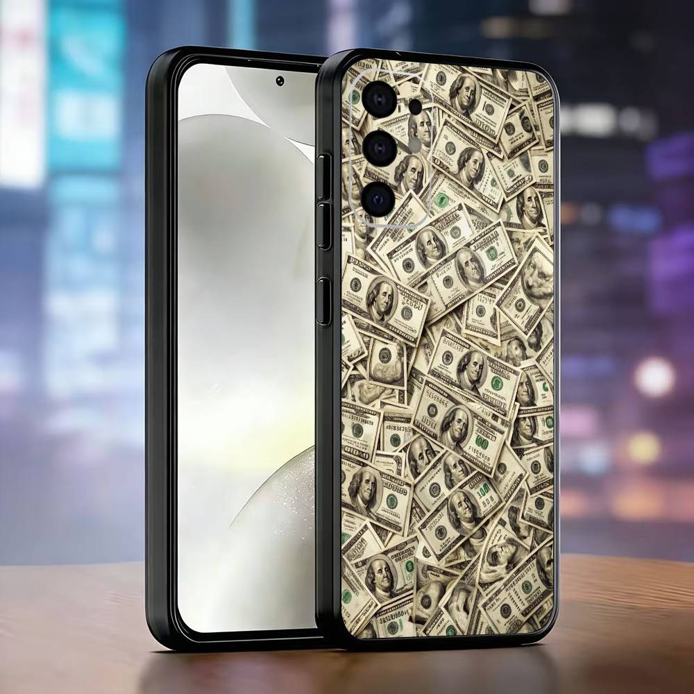 Чехол для телефона 'Деньги Золото Искусство' для Samsung S25, S24, S21, S22, S23, S30, Ultra, S20, Plus, Fe, Lite, Note, 10, Черный Чехол