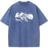 Bicycle Riding Printed Men T-Shirt Cotton O-Neck Washed T-Shirt Novelty Casual Loose Bleach T Shirt Summer Bleached Tshirt
