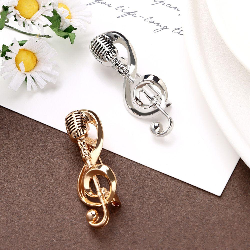 Аксессуары DIY украшения рюкзак воротник булавки винтажный микрофон ноты золотая брошь булавки