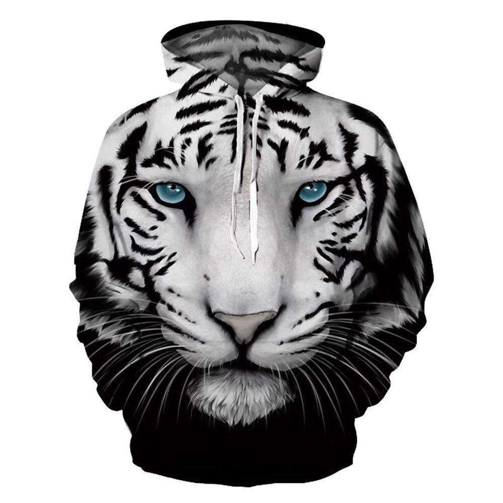 Весна Осень Мужская Толстовка С Капюшоном 3D Tiger Printed Свободные Дизайнерские Толстовки Длинные Рукава Пуловер 5XL Оверсайз Harajuku Y2k Одежда