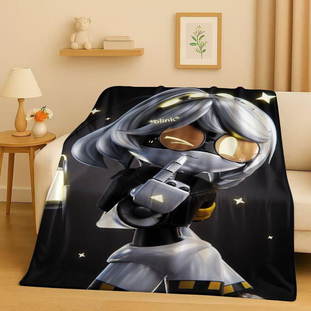 HD Cartoon Murder Drones V Uzi J Robot Flannel Blanket,Ultra Soft Warm Plush Throw for Home Bedroom Bed Sofa Cover Picnic Kids