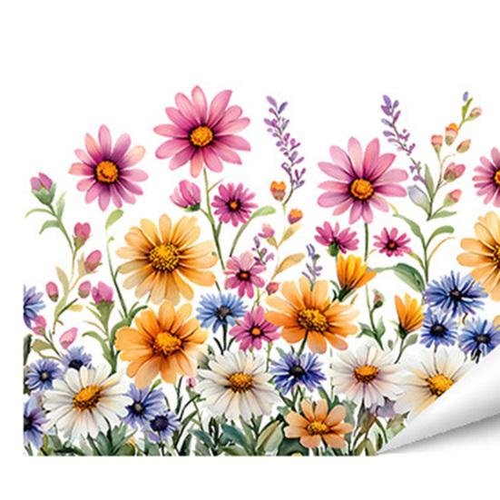 Стеклянная Наклейка Отклей и Наклей Статичная Пленка на Окно Яркий Цвет Весенние Цветы Бабочки Рисунок Декаль на Окно Домашний Декор