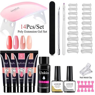 Набор полигелей для наращивания, 14/11 шт., с УФ-светодиодной лампой, гель для быстрого наращивания ногтей для наращивания ногтей