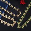 CMM Luxurious 3PCS Cubic Zirconia Dubai Gold Color Leaf Earrings Necklace Bracelet Sets
